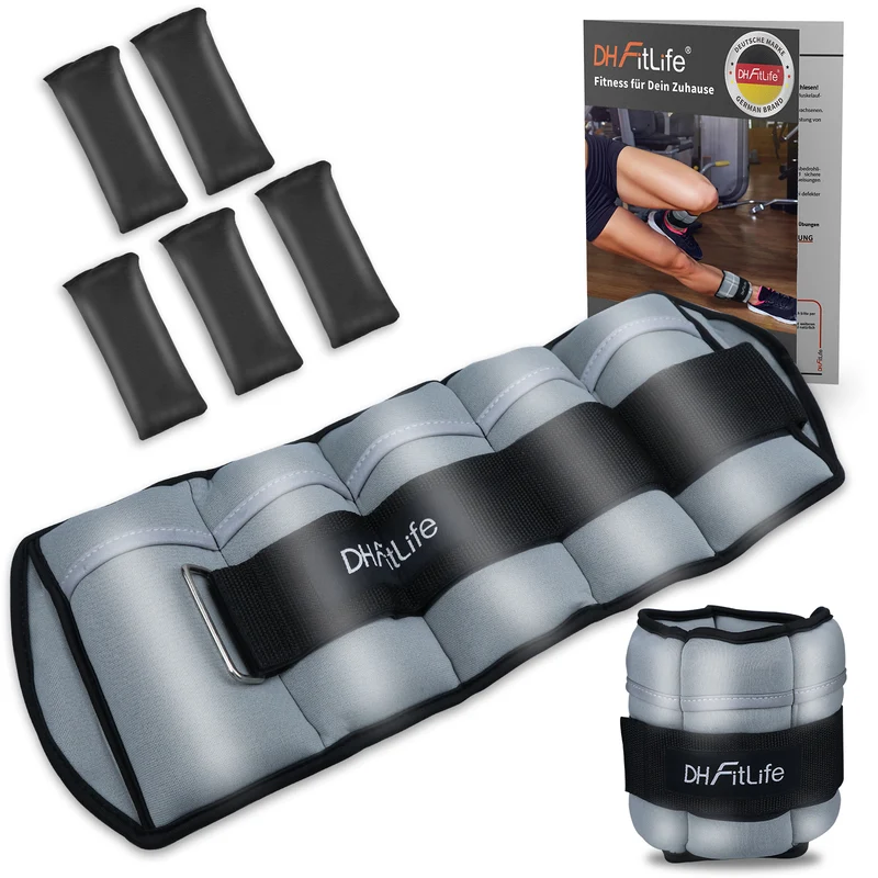 DH FitLife 2×2,5 kg Gewichtsmanschetten Fuß, 5 Gewichte für Beine