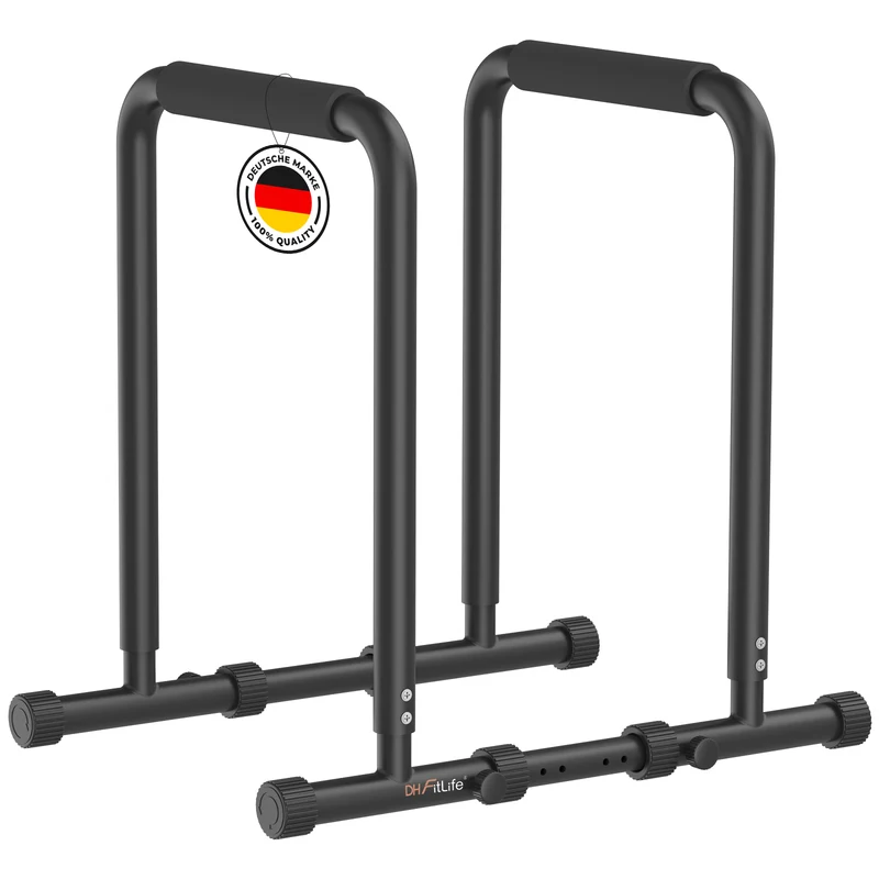 DH FitLife Dip Barren verstellbar 80–100cm, mit 2 Verbindungsstangen, 500kg