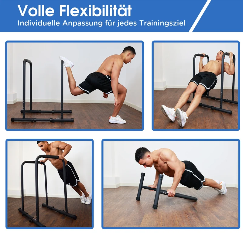 DH FitLife Dip Barren verstellbar 80–100cm, mit 2 Verbindungsstangen, 500kg