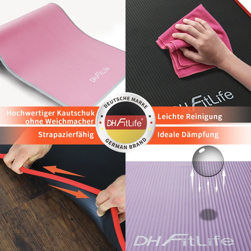 DH FitLife Trainingsmatte Fitnessmatte, Sportmatte 183*61*1 cm