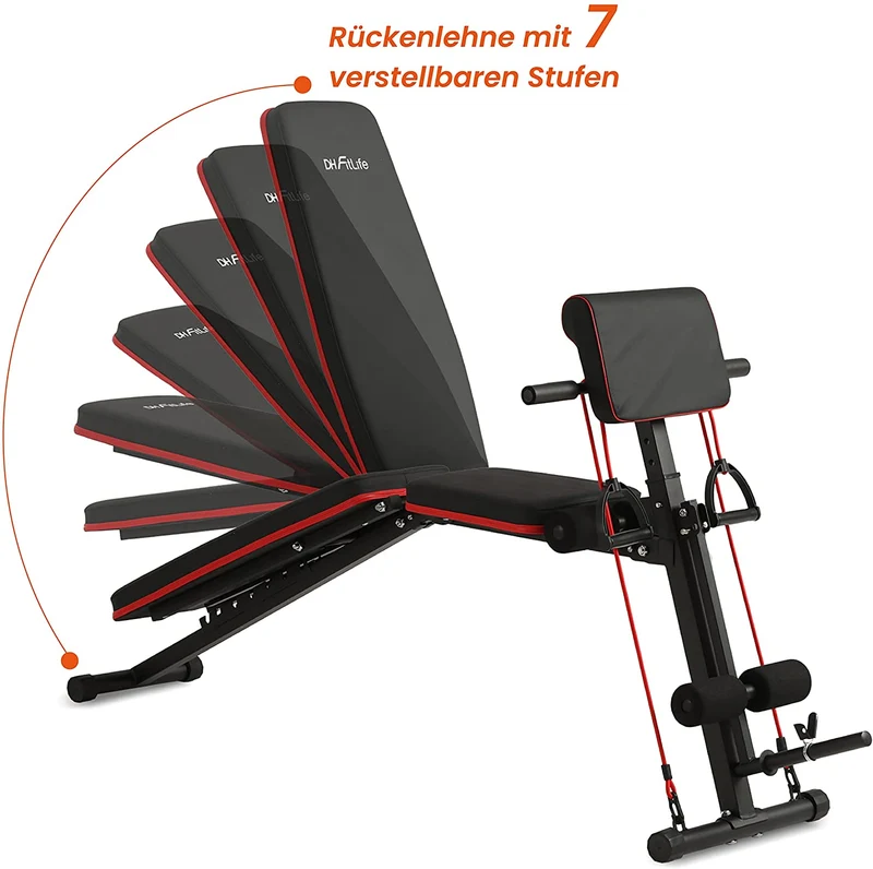 DH FitLife Hantelbank klappbar mit Curlbank und Beinstrecker