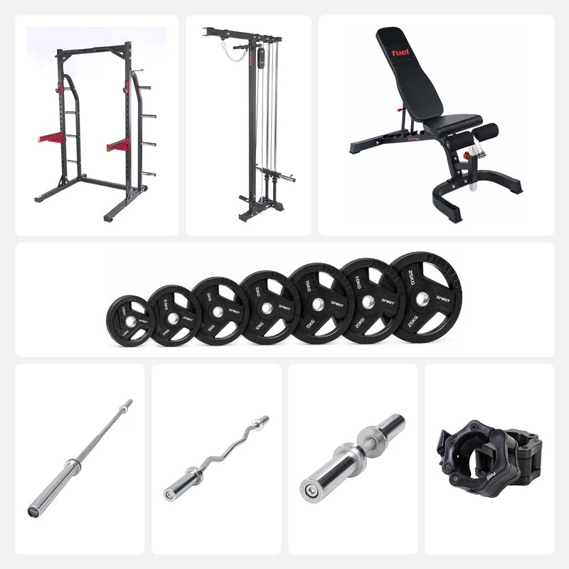 FUEL Fitness HR400 Home Gym Set inkl. Latzug, Hanteln und Hantelscheiben