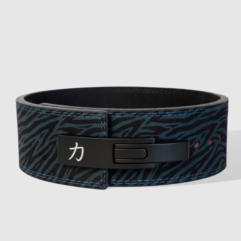 Blue Tiger Print Lever Belt, 10mm - IPF Approved