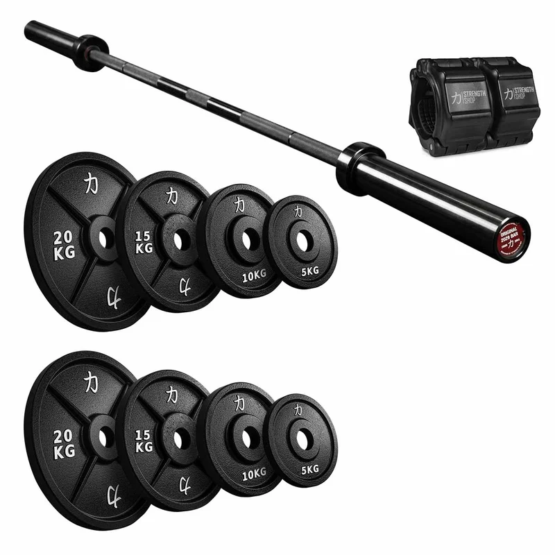 Entry Level Strength Foundation Package | 100KG Cast Iron Plates Set & Olympic Bar