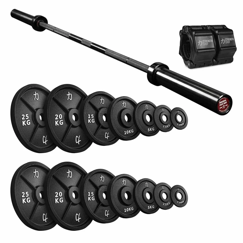 Classic Strength Setup | 157.5KG Cast Iron Plates Set & Olympic Bar