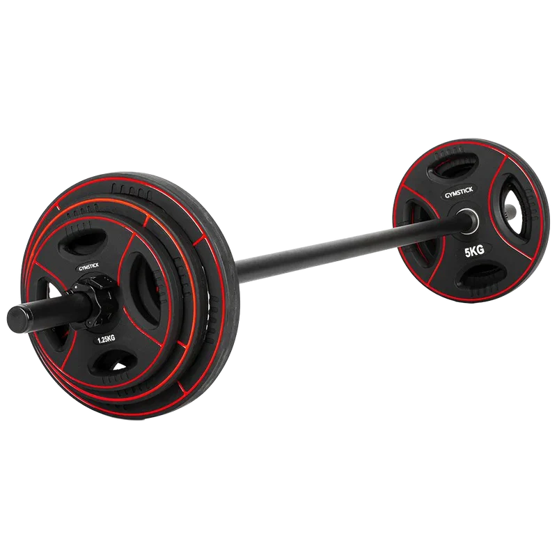 Pro Pump Langhantel Set | Langhantelstande inkl. 8 Hantelscheiben mit Gesamtgewicht: 20 kg | 141 x 3 cm