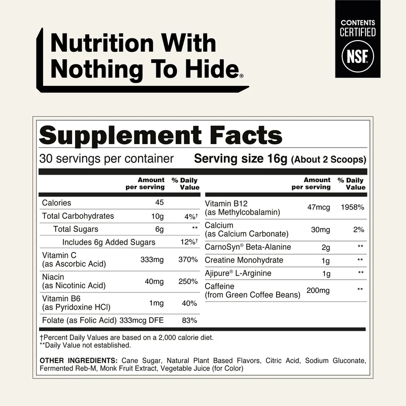 Citrus Pre Workout Supplement | Naked Energy - 30 Servings