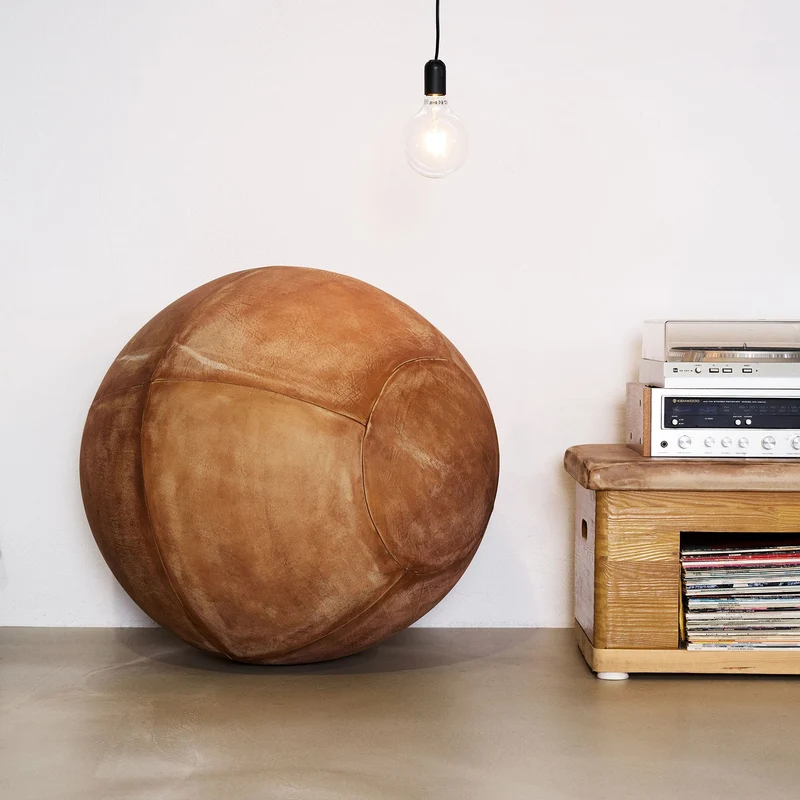 Sitzball mit Vintage Bezug aus Leder | 55 - 75 cm