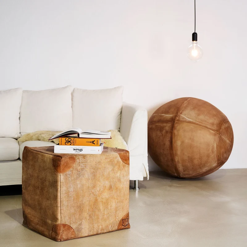 Sitzball mit Vintage Bezug aus Leder | 55 - 75 cm