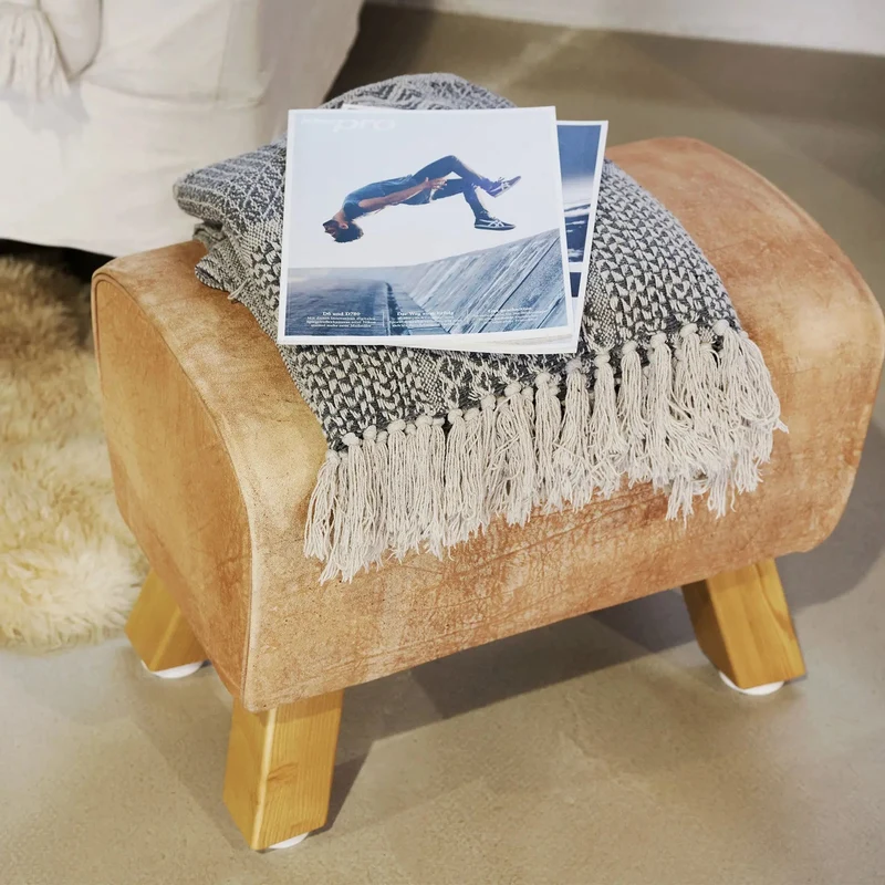 Turnbock mit Bezug aus echtem Rindsleder | 57,5 x 35 x 45 cm
