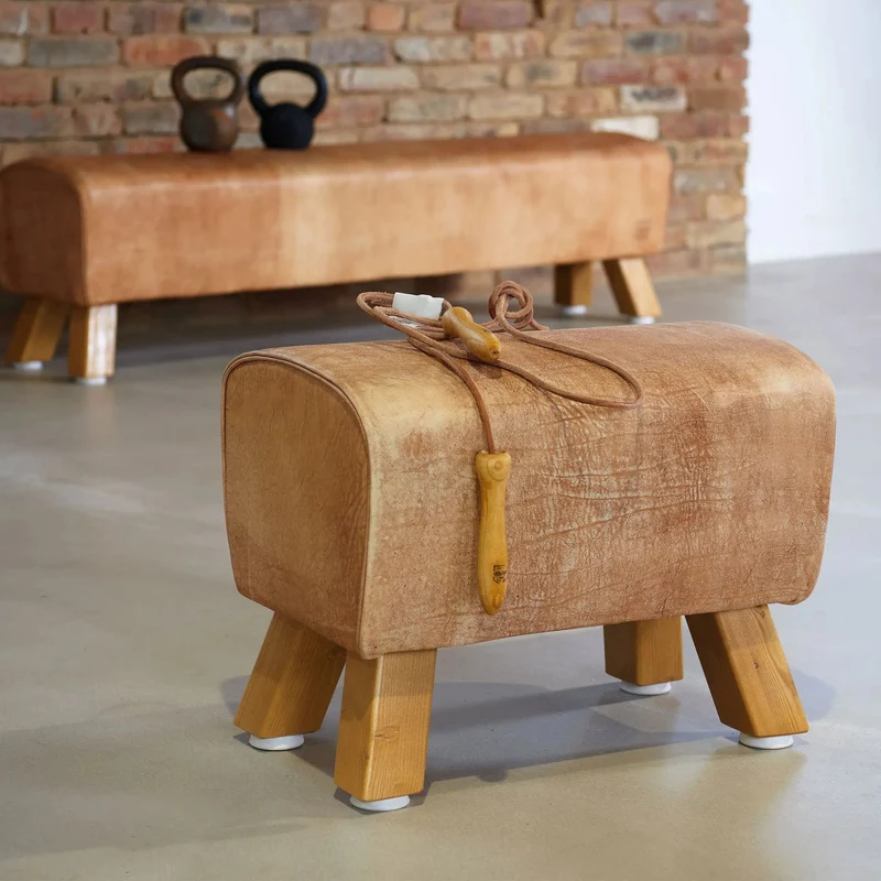 Turnbock mit Bezug aus echtem Rindsleder | 57,5 x 35 x 45 cm