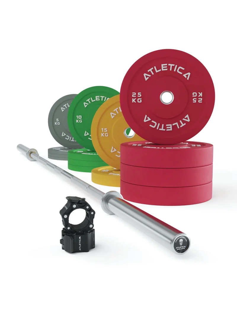 Langhantel Set | Beta Powerlifting | 190kg Color Bumper | Chrome