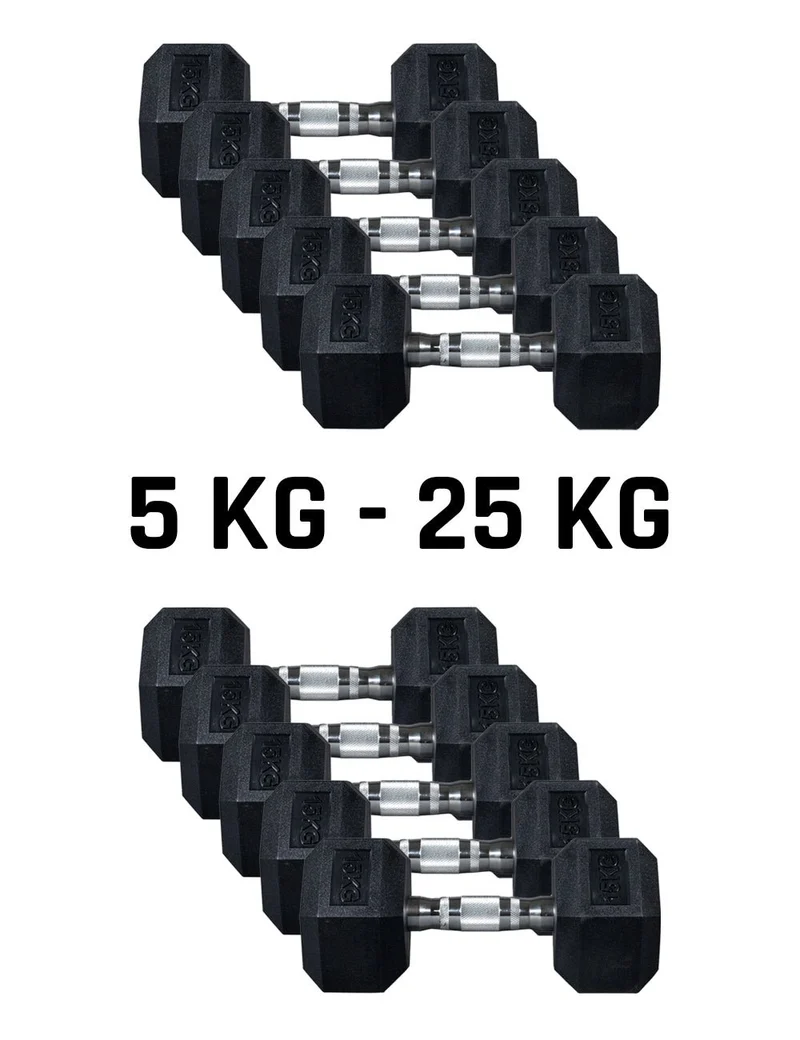 PVC Hex Dumbbell – Kurzhantel Set 5kg - 25kg