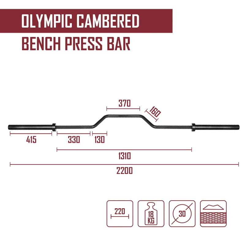 Olympic Cambered Bench Press Bar - 18KG