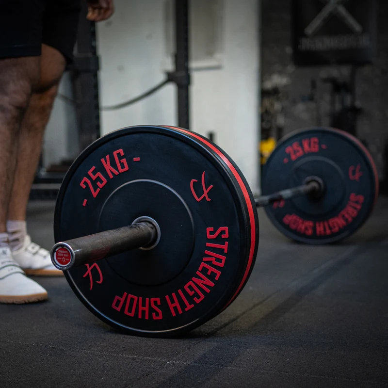 Rubber Bumper Plates w/ Colour Coded Stripe, 5kg-25kg or 150kg Set