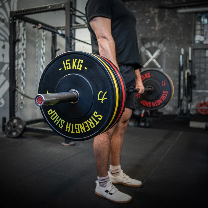 Rubber Bumper Plates w/ Colour Coded Stripe, 5kg-25kg or 150kg Set