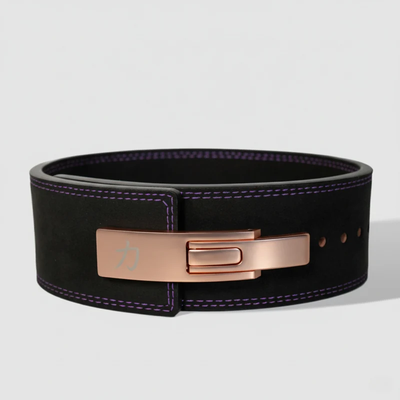 Black w/ Purple Stitching Lever Belt, 10mm - IPF Approved