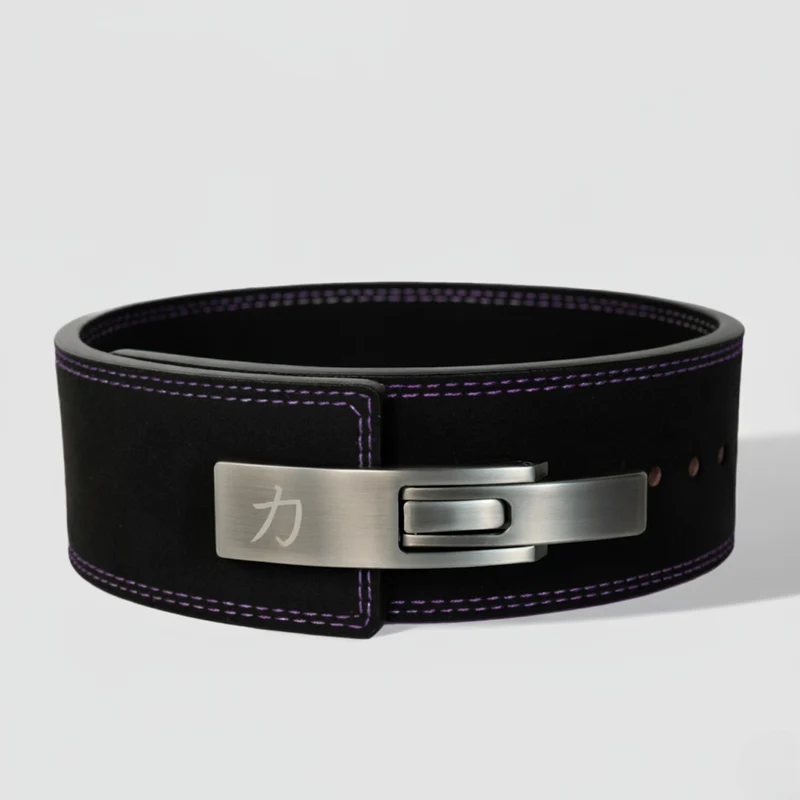 Black w/ Purple Stitching Lever Belt, 10mm - IPF Approved