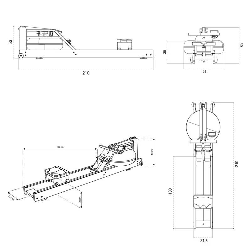 Waterrower Rudergerät Nussbaum