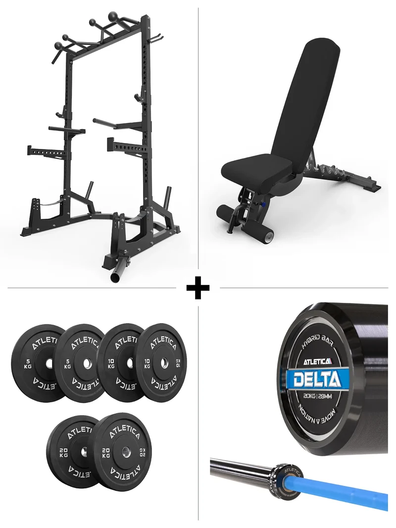 R7 Half Rack SET | Electric Blue | Bumper Plates 70kg | B6 Hantelbank