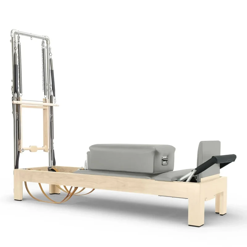 Elina Pilates Reformer Klassisch Naturholz 86" mit Tower – Studio-Reformer mit Turm