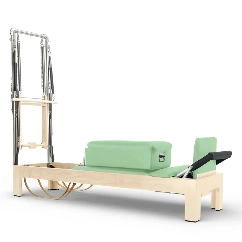 Elina Pilates Reformer Klassisch Naturholz 86" mit Tower – Studio-Reformer mit Turm
