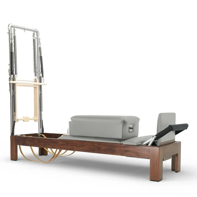 Elina Pilates Reformer Klassisch Dunkles Holz 86 Zoll mit Tower
