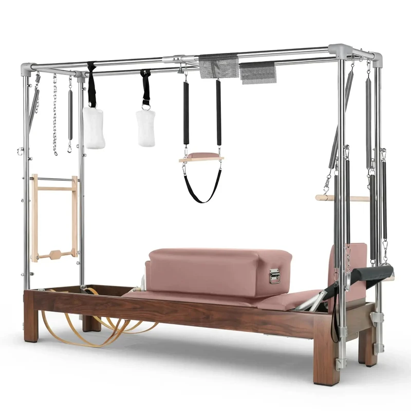 Elina Pilates Reformer Cadillac Klassisch Dunkles Holz – Professionelles Studio-Kombigerät