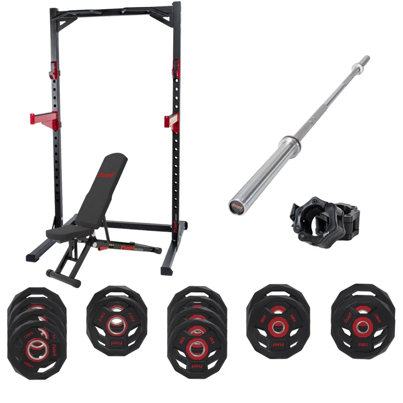 FUEL Fitness HR300 Power Set: Halfcage + Hantelbank + Hantelstange + Hantelscheiben