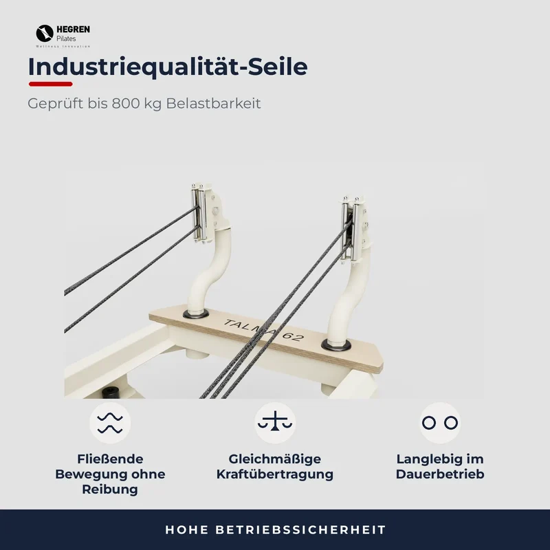 Hegren Reformer TALMA 62 – Premium Studio Reformer (Stahlrahmen, 5-Feder-System, 245 cm)