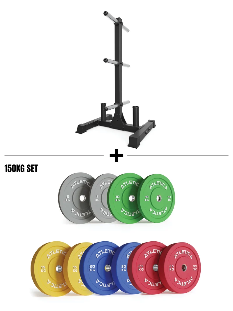 Rhino Vibe Set I 150kg Color Bumper Plates & Rhino Hantelscheibenablage