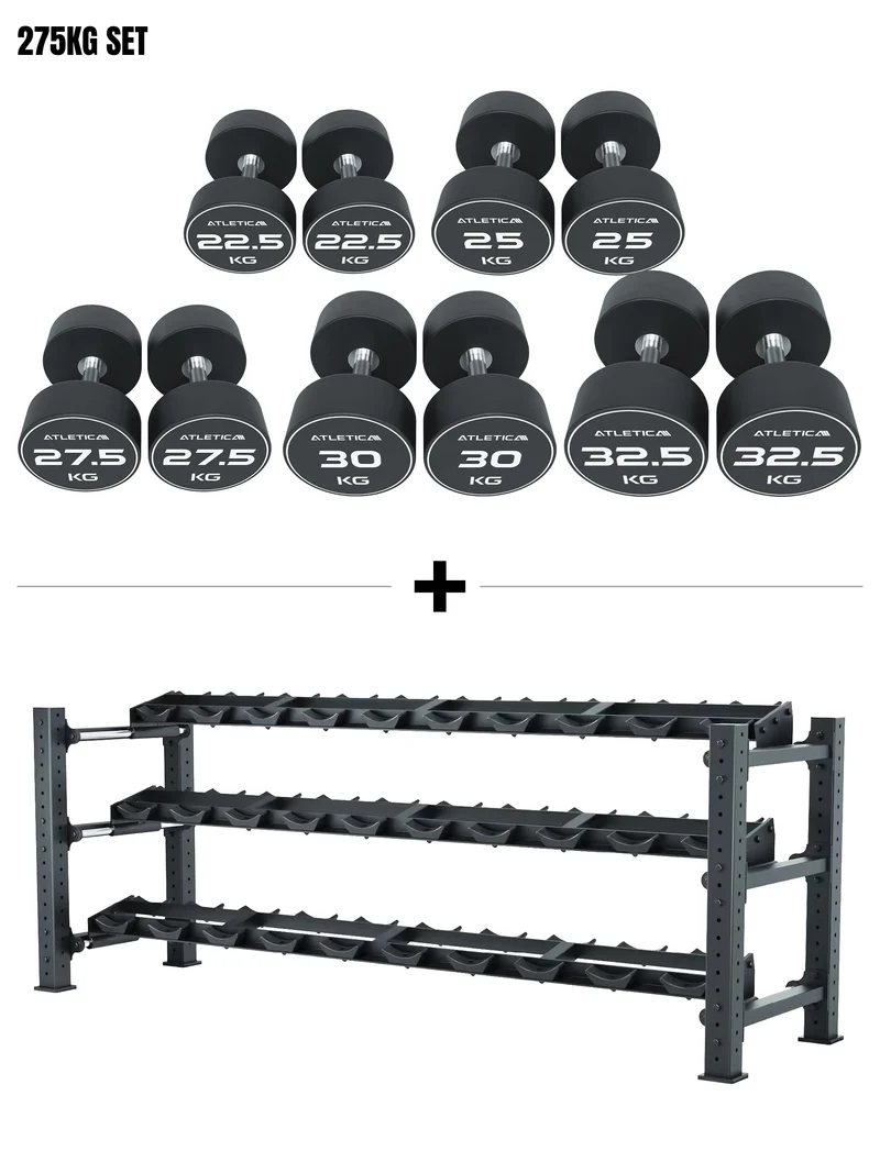 Mammoth Set L | Premium Kurzhantelregal & PU Rundhanteln 22.5 - 32.5kg