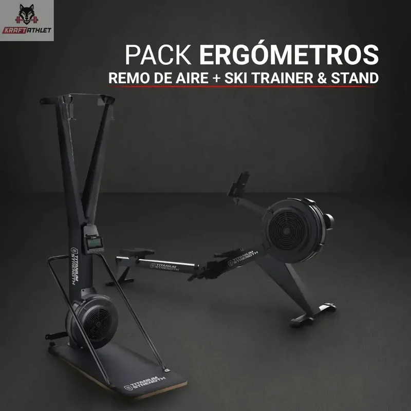 PAKET ERGOMETER - LUFT-RUDERGERÄT + SKI TRAINER & STAND Titanium Strength