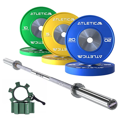 Omega Langhantel | Competition Plates 90kg | Aluminium Verschlüsse