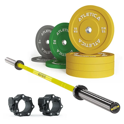 Delta Electric Yellow SET | Color Bumper Plates 90kg | Pro Hantelverschlüsse
