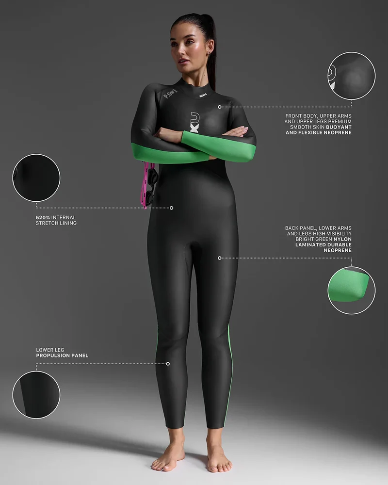 2XU Propel: Openwater, Neoprenanzug, Damen, Black/Bright Green