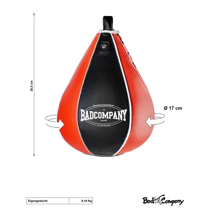 Boxbirne aus Echt-Leder medium black/red