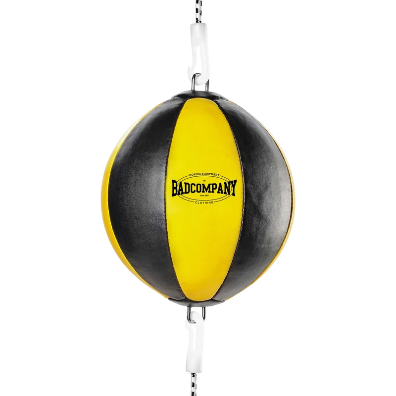 Doppelendball aus Kunstleder mit Spanngurten yellow