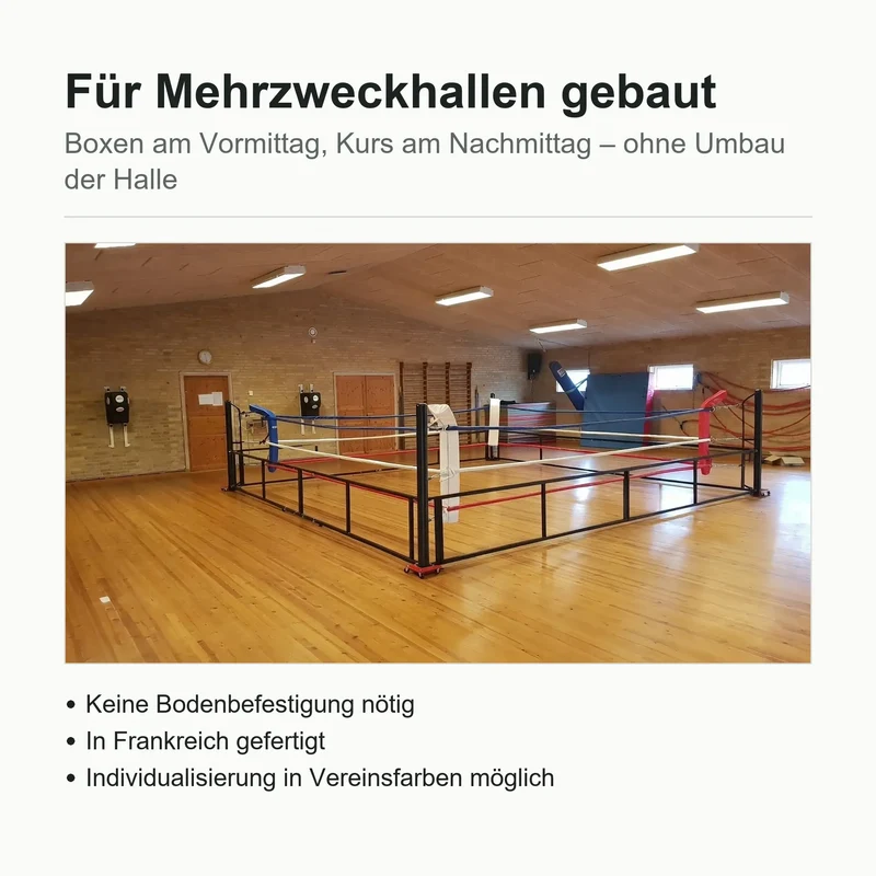 Klappbarer Boxring – patentiertes Faltsystem | 4×4 bis 6×6 m