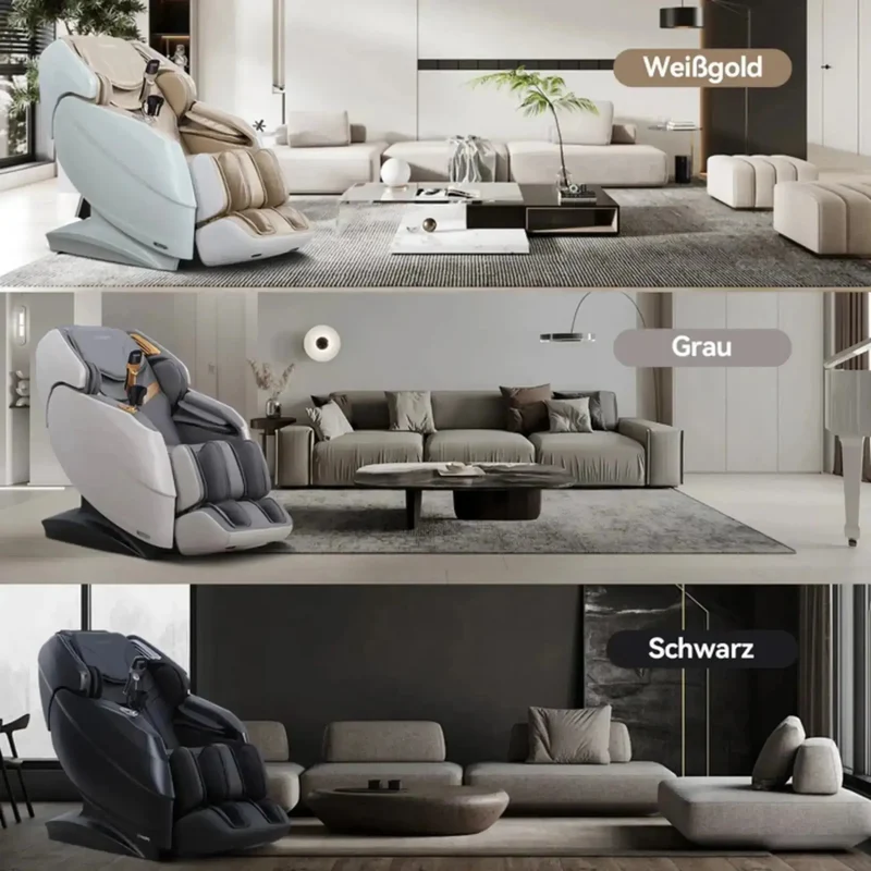 NAIPO R50 Massagesessel – S+L-Schiene 112 cm, 18 Programme, 28 Luftkissen, Wärme