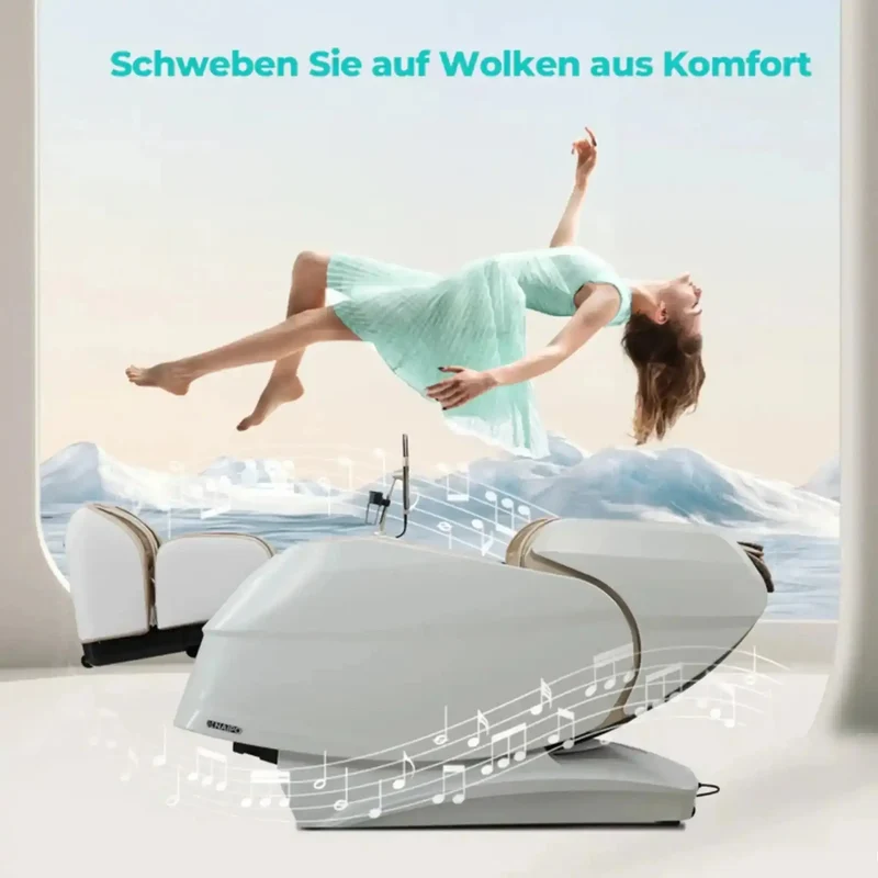 NAIPO R50 Massagesessel – S+L-Schiene 112 cm, 18 Programme, 28 Luftkissen, Wärme