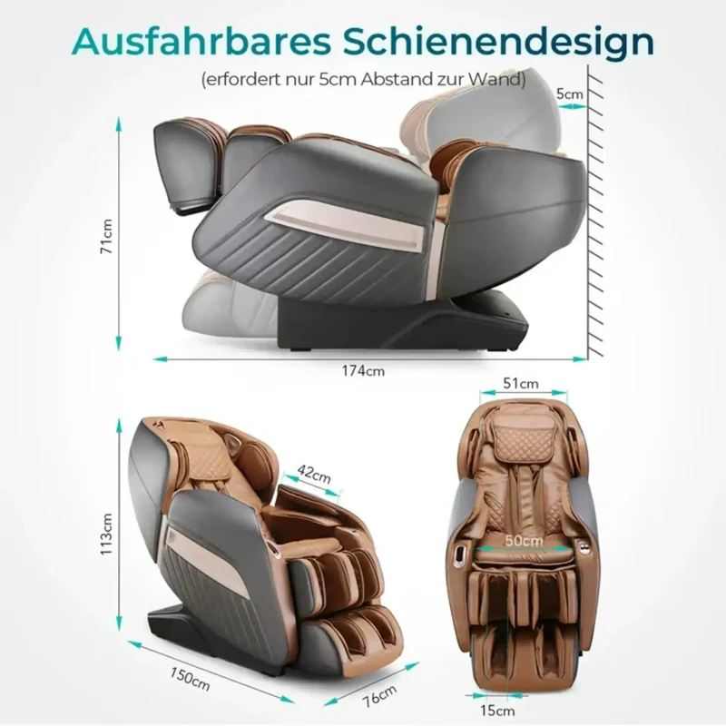 NAIPO Model P A350 Massagesessel – 2D Pro S+L-Schiene, 12 Programme, 24 Luftpolster