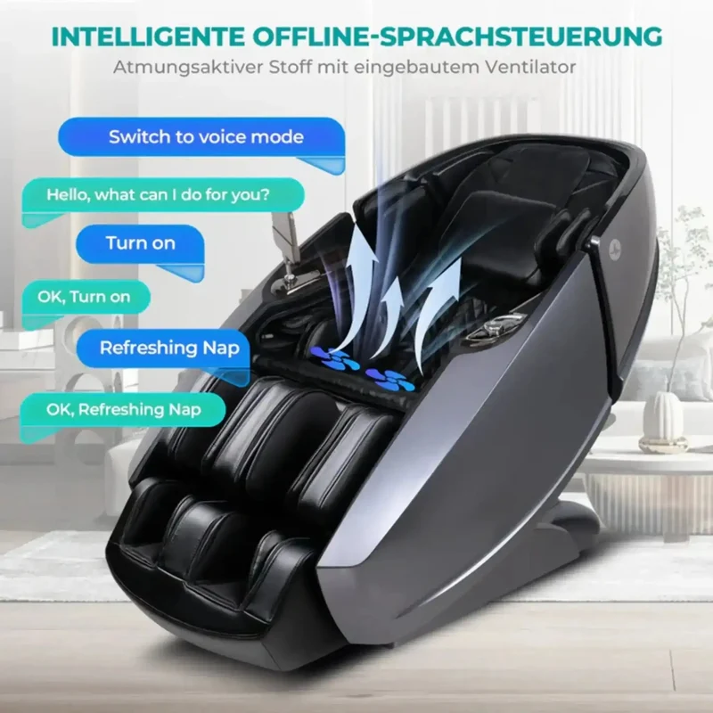 NAIPO Model L Space Capsule Massagesessel – 4D Pro, 121 cm S+L-Schiene, 24 Programme