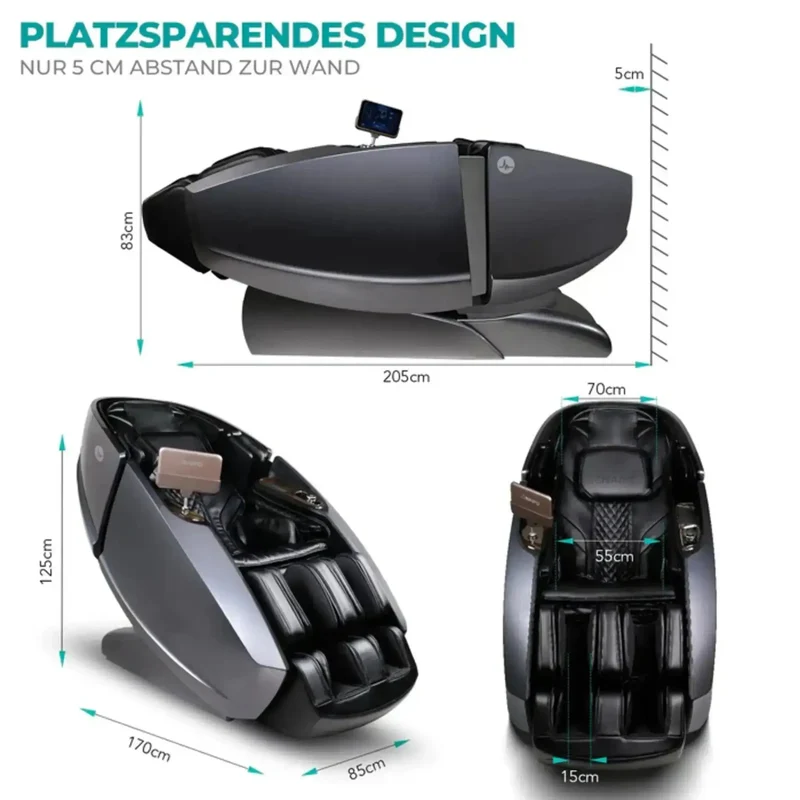 NAIPO Model L Space Capsule Massagesessel – 4D Pro, 121 cm S+L-Schiene, 24 Programme