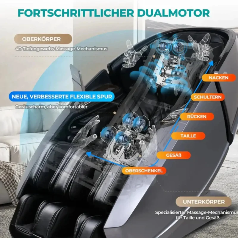 NAIPO Model L Space Capsule Massagesessel – 4D Pro, 121 cm S+L-Schiene, 24 Programme