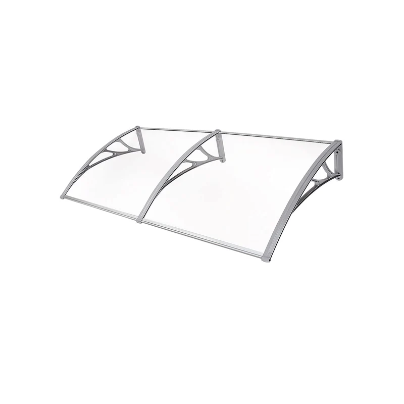 155 x 96 cm Vordach transparent-grau