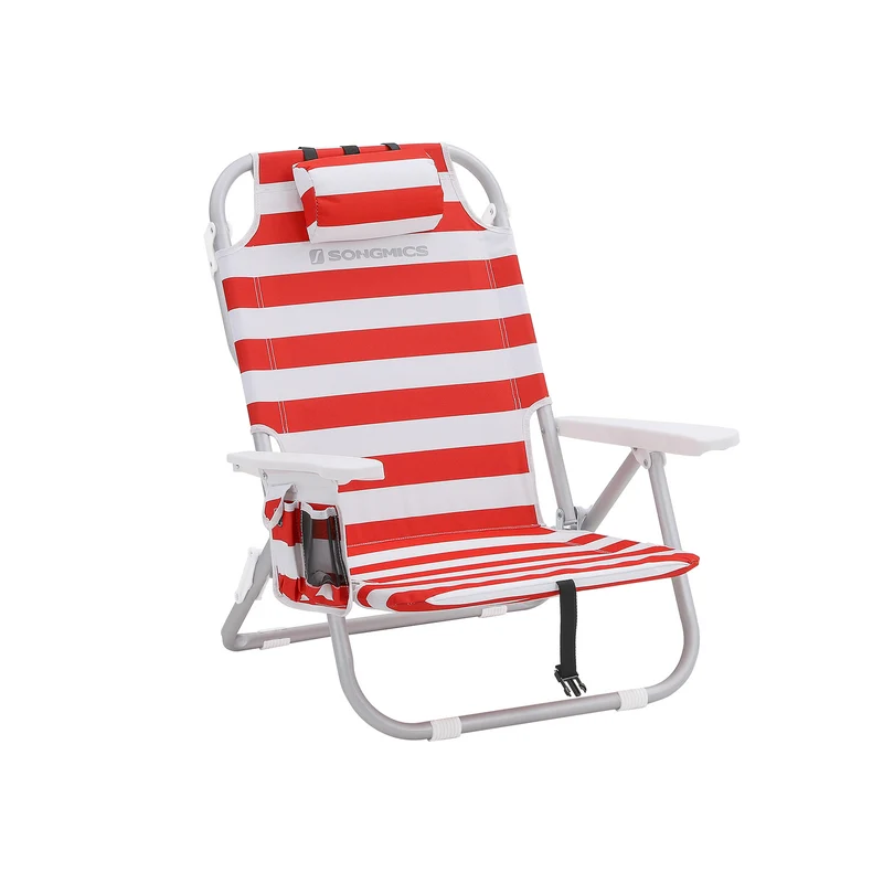 Strandstuhl mit Kühltasche Rot-Weiß
