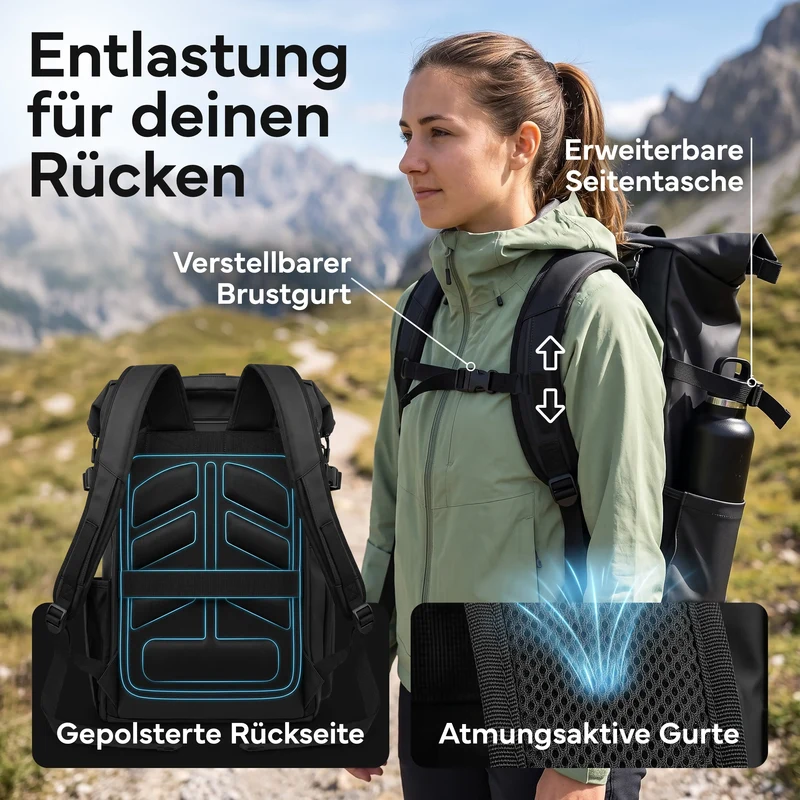 Rucksack Rolltop 40 Liter - Wasserdicht