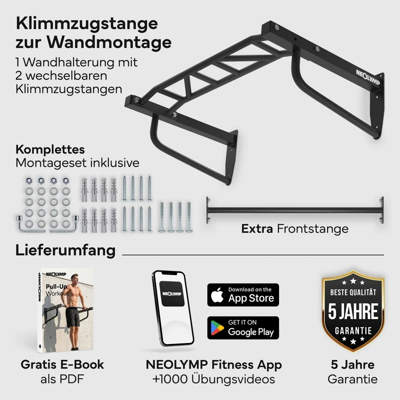 Klimmzugstange Wandmontage - 2-in-1 Klimmzugstation | B-Ware