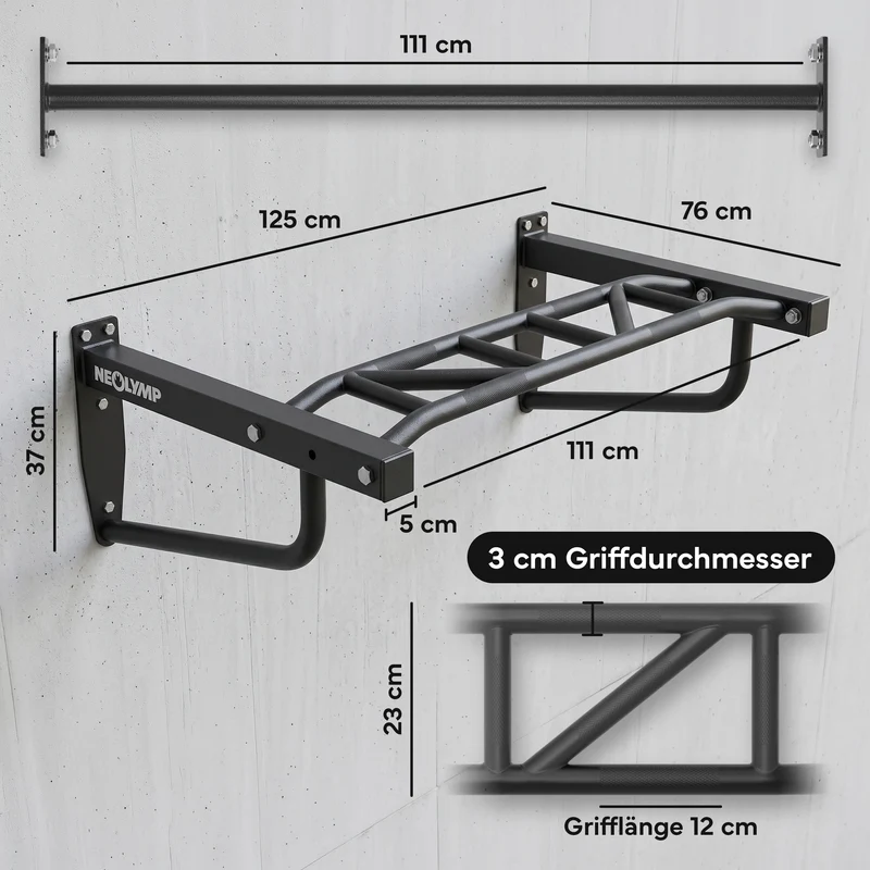 Klimmzugstange Wandmontage - 2-in-1 Klimmzugstation | B-Ware